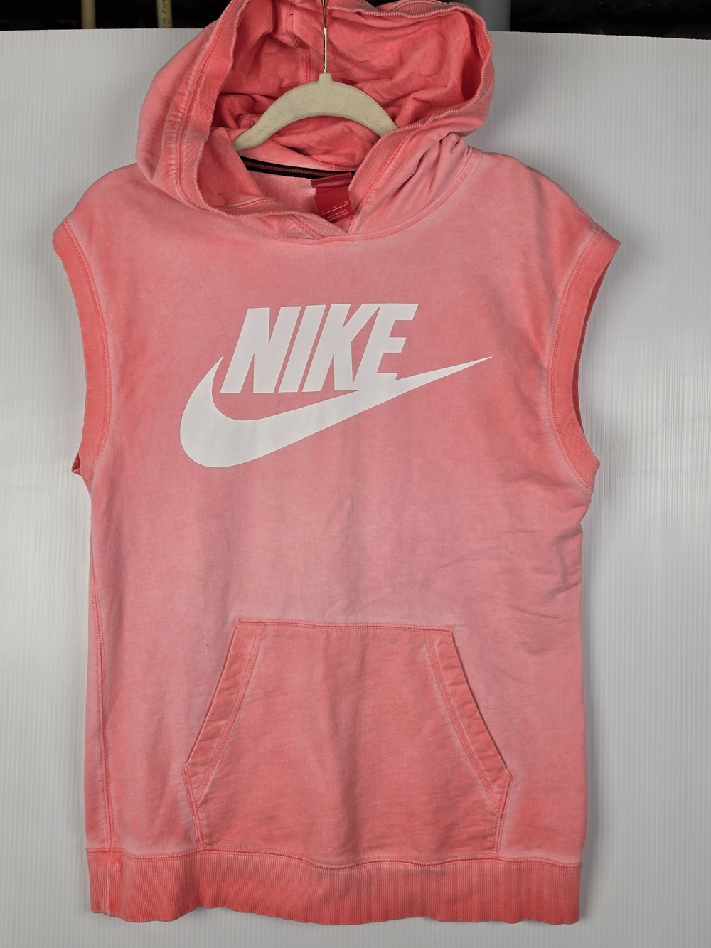 Nike Coral Pink Girls' Sleeveless Hoodie with White Logo